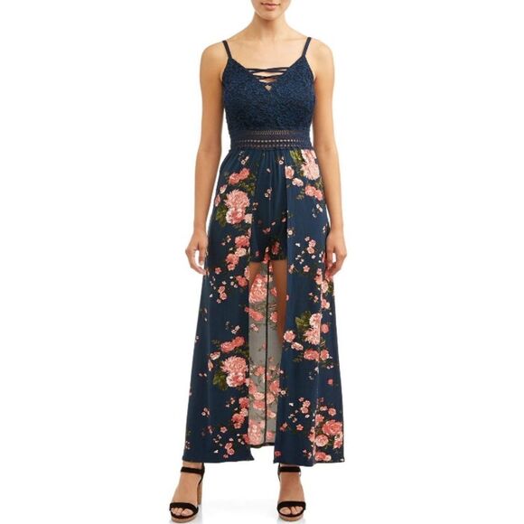 Floral romper maxi dress - Picture 1 of 3